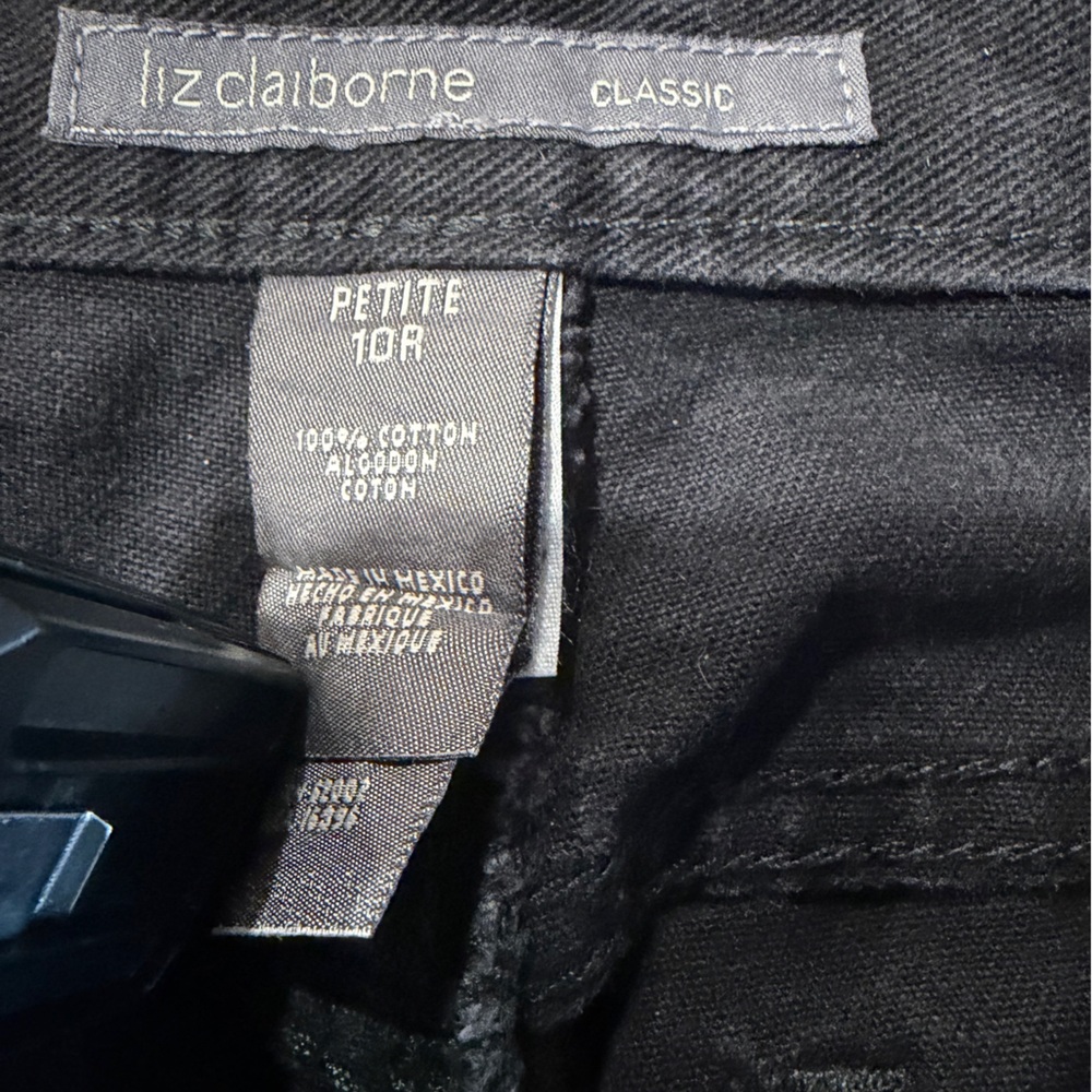 Liz Claiborne Black Denim Pants and lovely New Day top. Gently used. - Picture 4 of 11